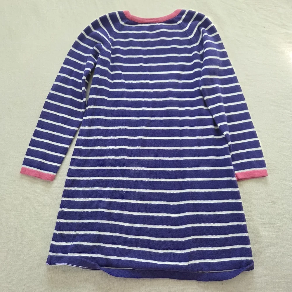 Hanna Andersson Striped Dress Pink Flower Design 130 Cm Kids 7/8 Girls Knit